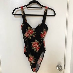 Velvet floral bodysuit